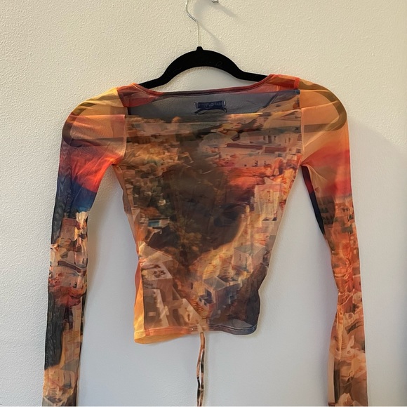 UO Shona Cinched Mesh Long Sleeve Top - Picture 6 of 6